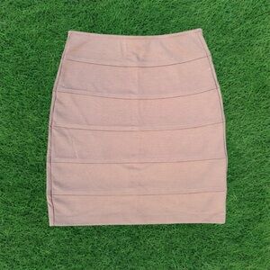 Tan Fitted Stretchy Mini Skirt